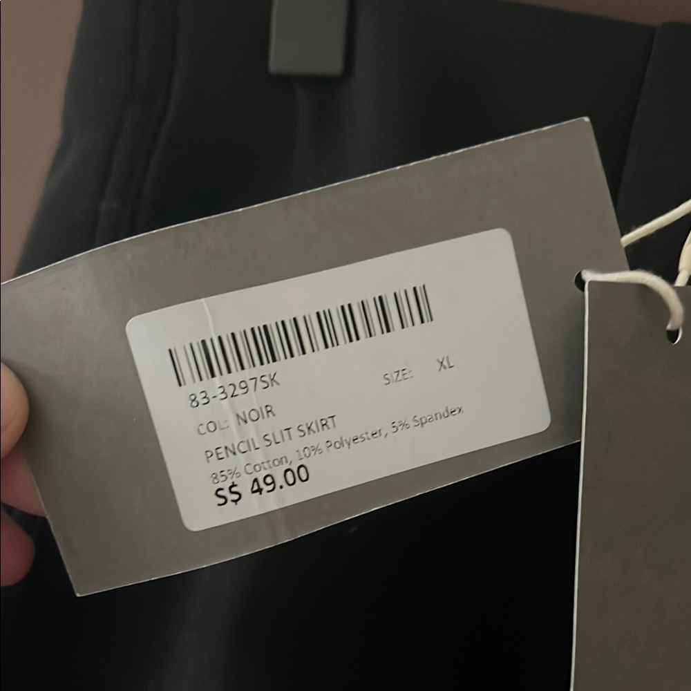 NWT Sans & Sans Singapore Black Stretch Pencil Midi Skirt - Picture 3 of 6